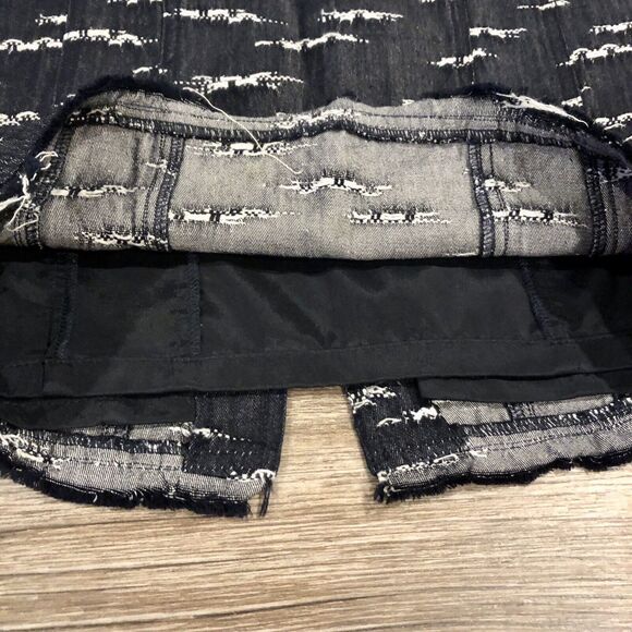 Nanette Lepore Pencil Skirt 2 Dark Blue White Textured Raw Hem Cotton Linen - Picture 7 of 13